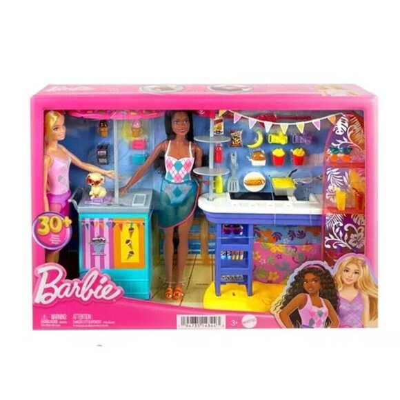NIB Barbie Beach Boardwalk Playset with Barbie Brooklyn & Malibu Doll Sealed - Picture 1 of 7